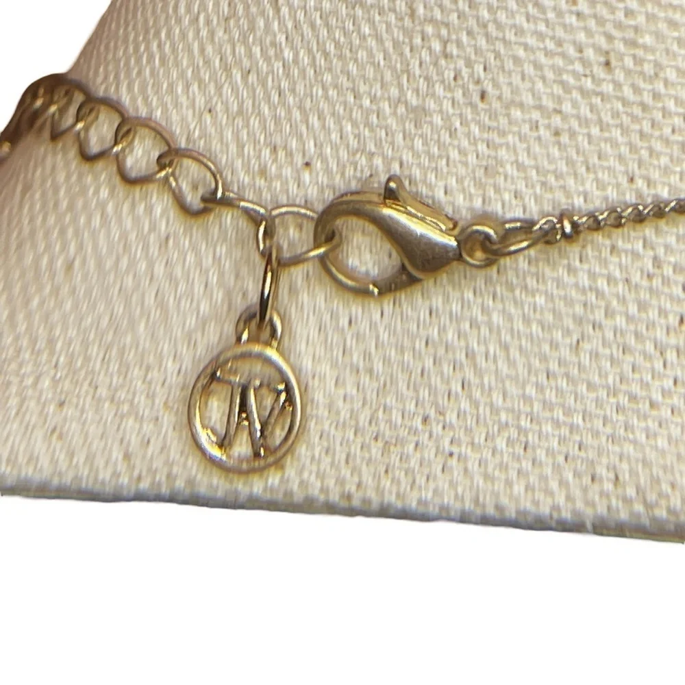 JV Long Hammered‎ Gold Tone Metal Lariat Statement Necklace With Tassel Detail